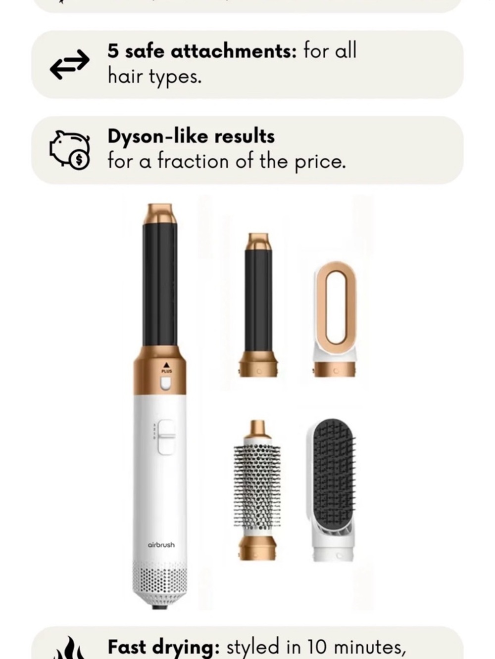 Airbrush 5-in-1 Hot Air Styling Brush - White & Rose Gold
